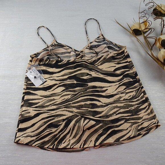 💰3/$25 NINE WEST Zebra Cami Tank Top Spaghetti Straps Choose size S-2XL NWT - Picture 8 of 10